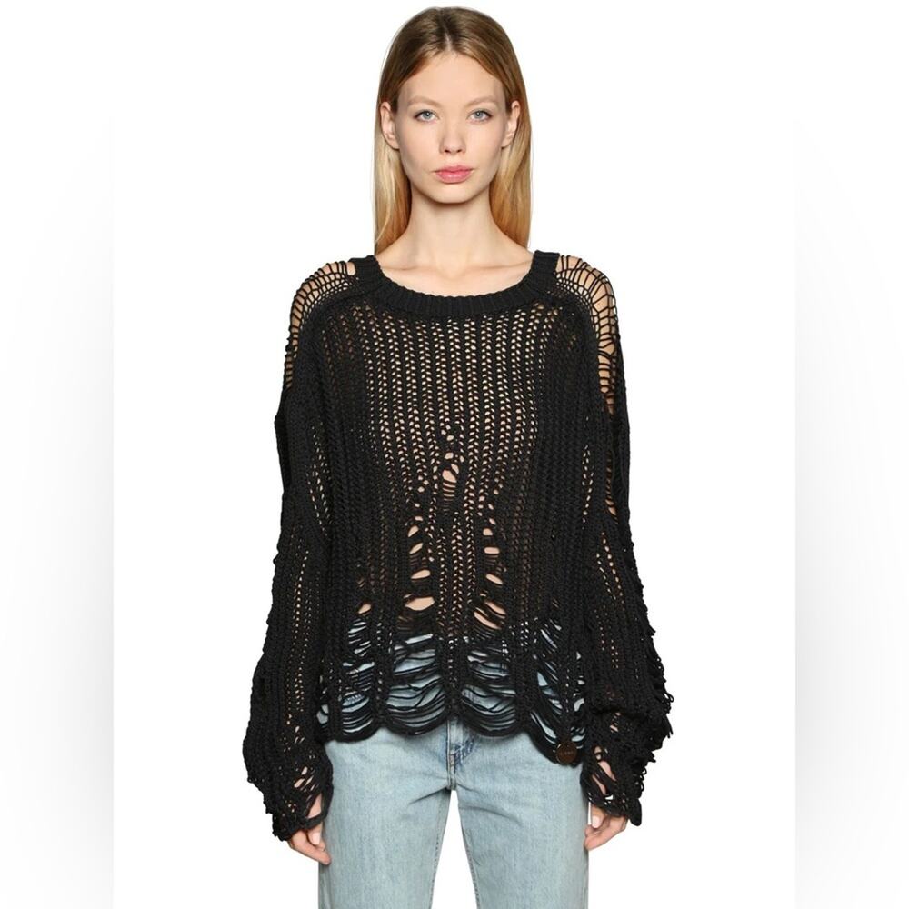Diesel Destroyed Mesh Knit Sweater Black